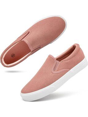 Women's Suede Pink Comfortable Breathable Low Top Slip on Loafer Sneaker Shoes